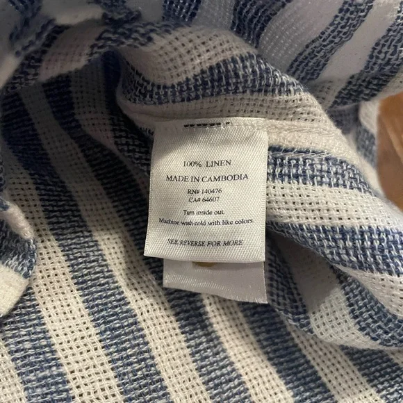 Faherty Short Sleeve Palma Striped Linen Shirt - Picture 7 of 8